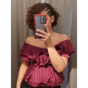 Ruffled Blouse Wine